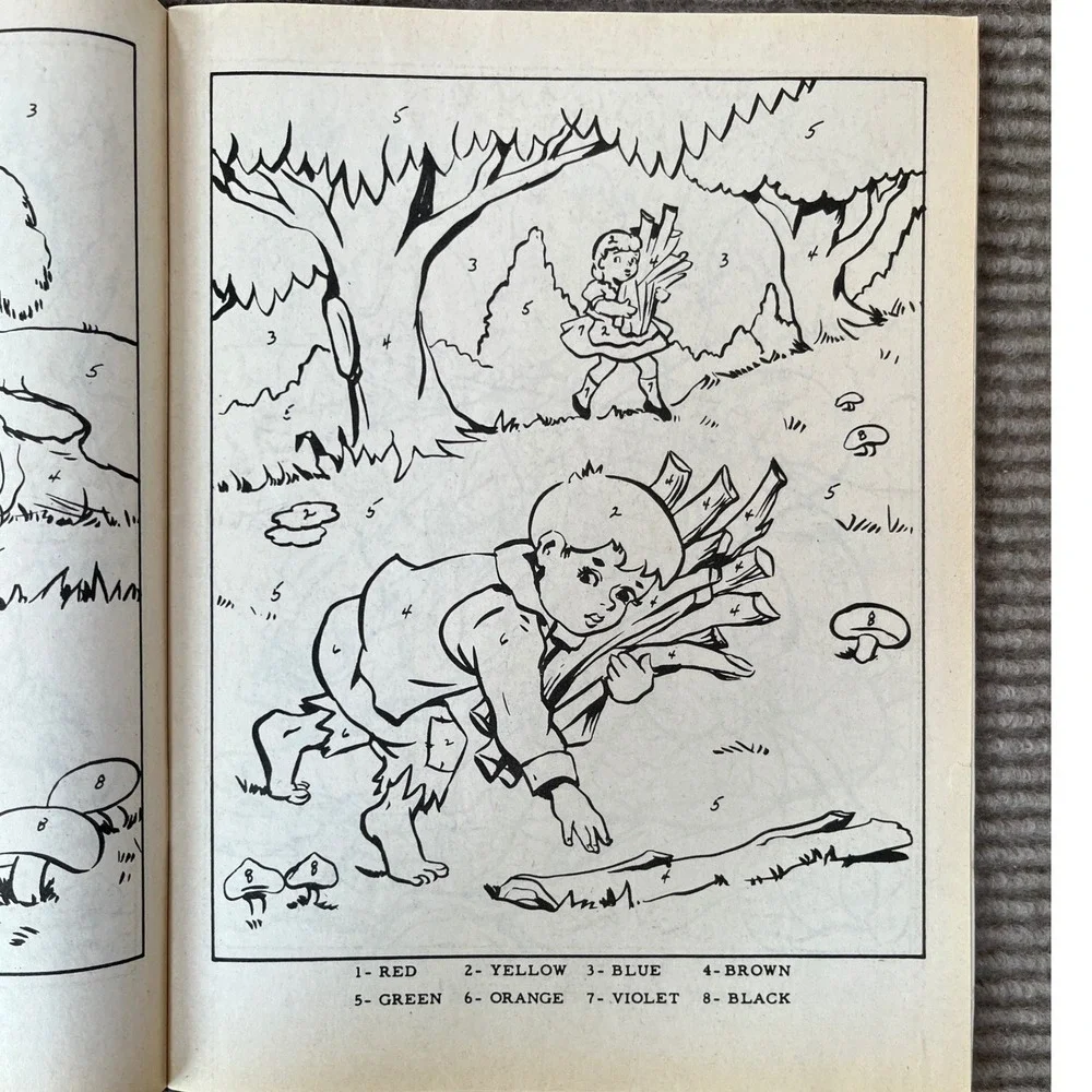 Vintage Hansel and Gretel Color By Number Book Fairy Tale Activity‎ Made in USA